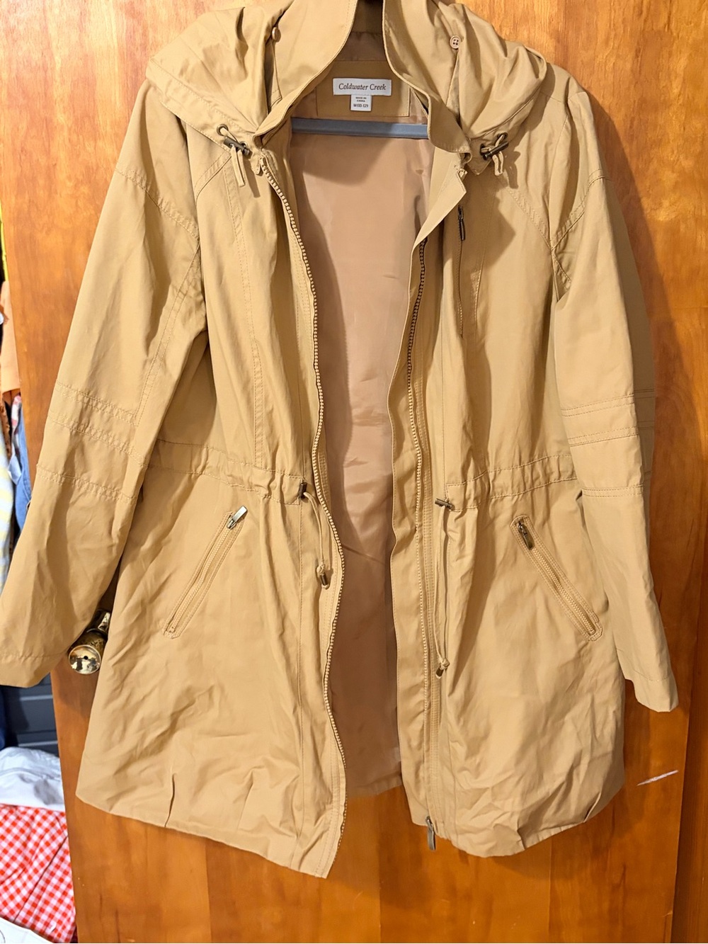 Coldwater Creek Tan Hooded Trench Jacket